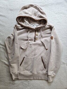 Ariat Beige Hooded Pullover with Brown Trim Womens XS